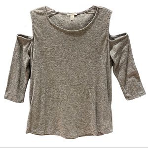 Halogen Heather Gray 3/4 sleeve Cold Shoulder Tee Size Small